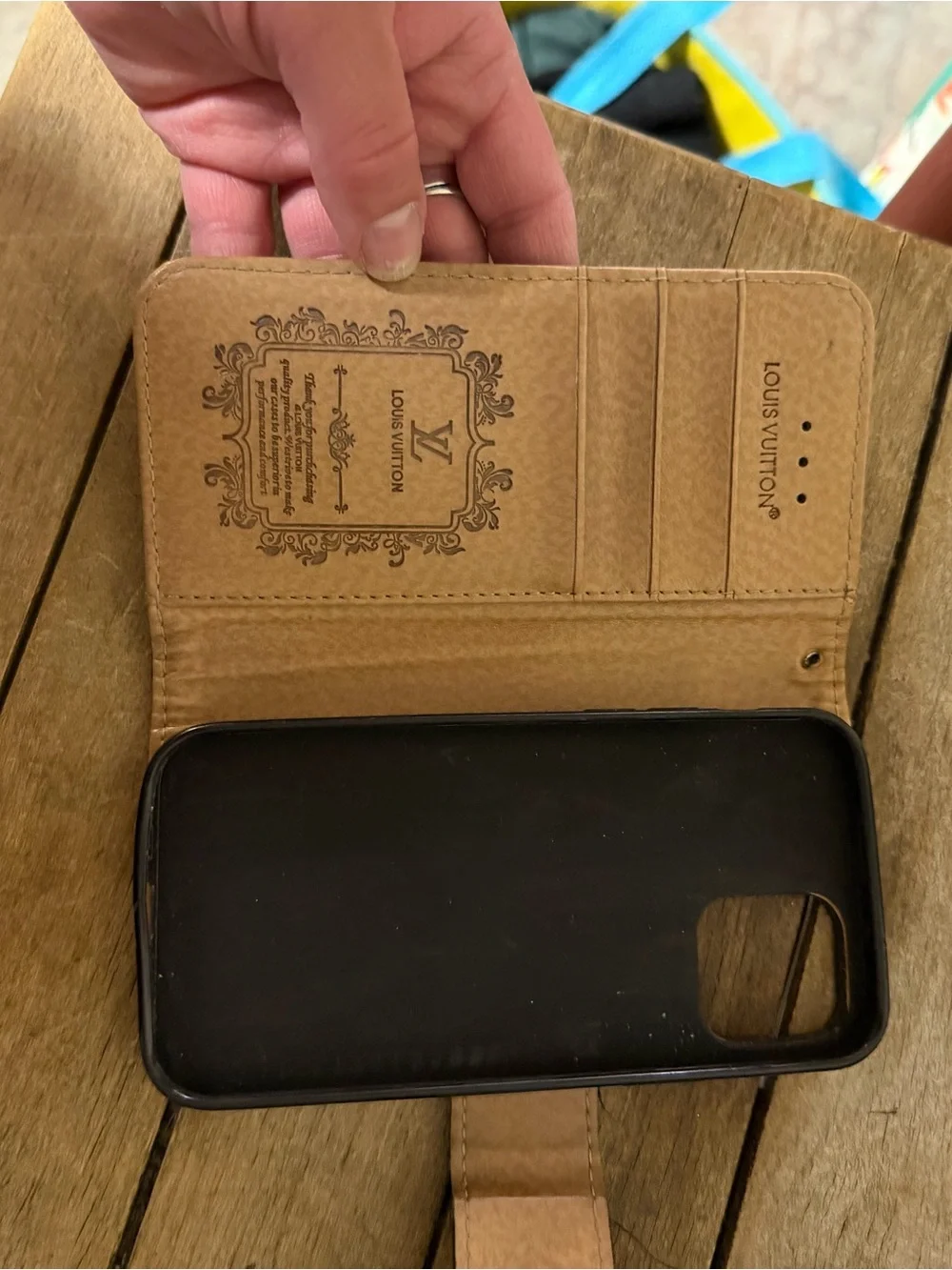 Black Monogram Canvas Phone Wallet iPhone 12